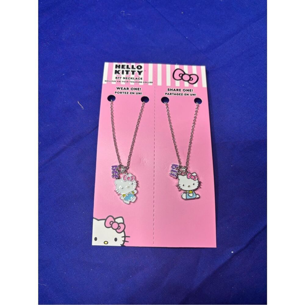 New Hello Kitty Kids Pink Enamel Pendant Necklace Set of 2